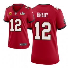 Nainen Tampa Bay Buccaneers NFL Pelipaita Tom Brady 12 Nike Punainen 2021 Super Bowl LV Captain Patch